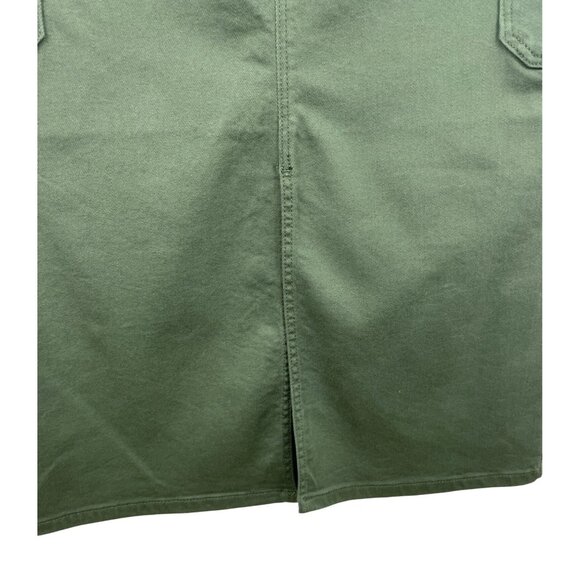 Falls Creek Women's Size 6 Green Denim Jean Midi Skirt Front Slit - Picture 3 of 8
